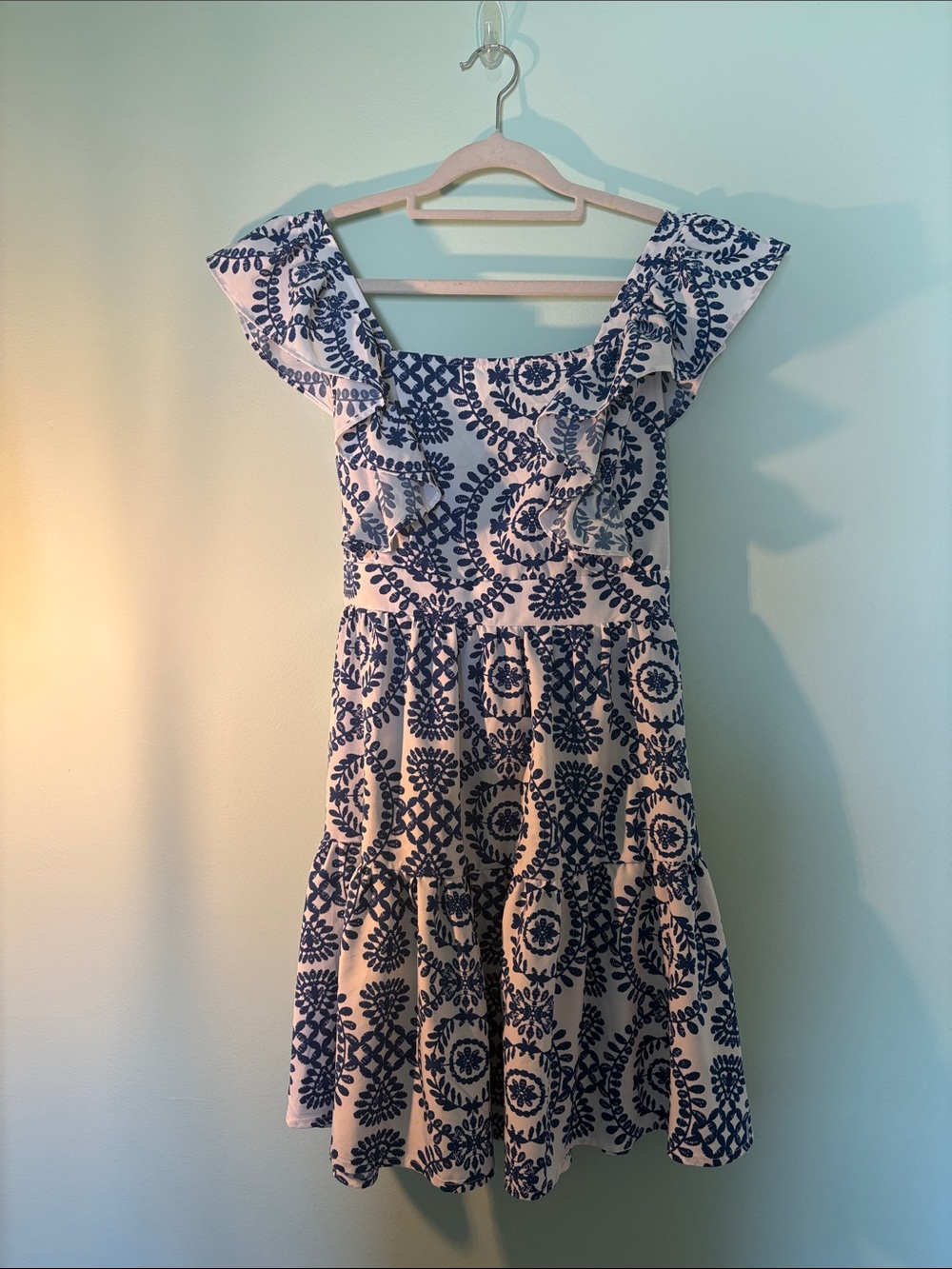 Greece Inspired Patterned Blue and White Sundress